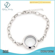 Programmable stainless steel 316l floating locket bracelet,fancy women locket bracelet